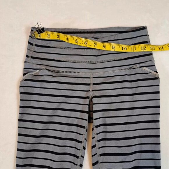 Athleta Running Leggings Black Gray Striped‎ XS Womens Workout Yoga - Picture 9 of 12